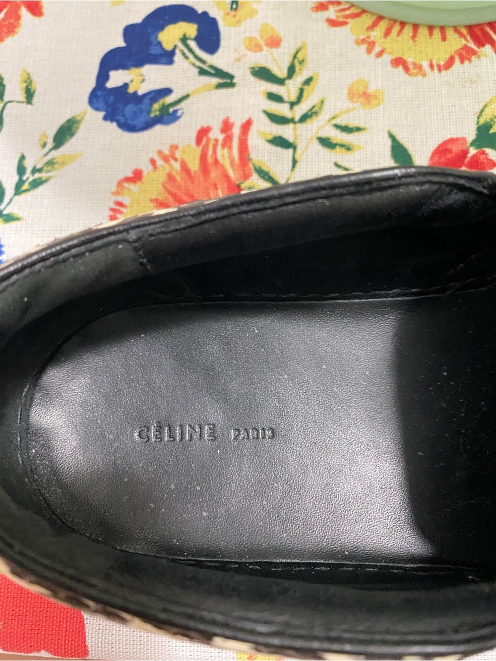 Celine Black and Cream Leather Slip-On Sneakers - Picture 6 of 10